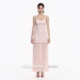 Lotus's Million Light Pink Waist Slim Shoulder Pleated Suspender Long Skirt Pure Desire Hot Girl Dress