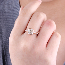 18K Rose Gold Diamond Female Ring 40 Princess Square Diamond Ring PT950 Platinum Courting Wedding Ring Custom