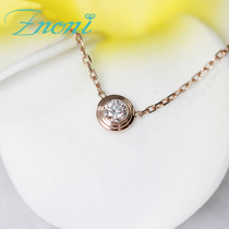 18K Rose Gold Round Diamond Lock Bone Chain PT950 Platinum 50 Diamond Necklace Platinum Cylinder Pendant