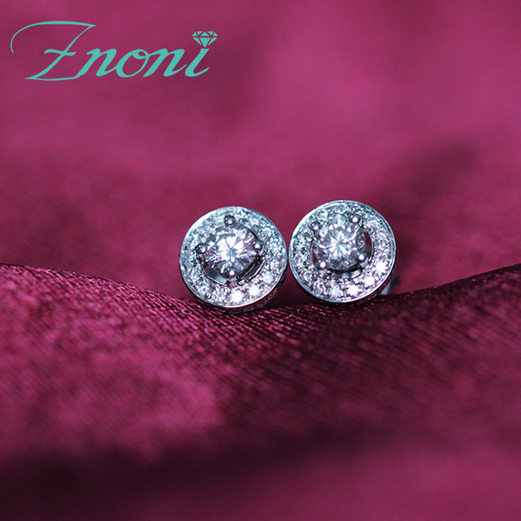 18K Platinum Group Inlaid Round Diamond Earnail Rose Gold Fashion Earrings Custom PT950 Platinum Earrings Woman