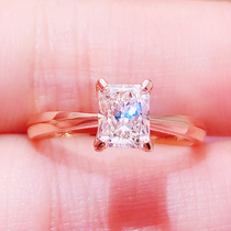 18K white gold diamond female ring 50 points Ray Dean diamond ring Rose gold square diamond ring Proposal diamond ring