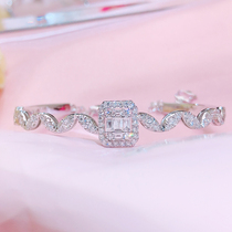 Color gold diamond bracelet T-square diamond bracelet Half circle opening full diamond wedding bracelet White gold rock sugar wave bracelet