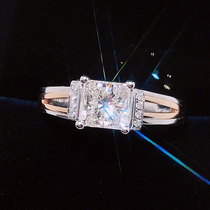 18K gold 1 carat princess square diamond ring four paws diamond female ring courting wedding wedding diamond ring square GIA customized