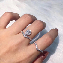 30 water drop shaped diamond ring special price 18K platinum group inlaid diamond ring female ring pear shaped nude drill custom