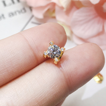 18K Gold Diamond Ear Nail Bull head Diamond Ear Nail 40 Single Diamond Diamond Ear Nail Quadclaw Earrings