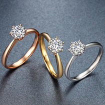 18K white gold six-claw diamond ring 30 points 50 points PT950 platinum diamond female ring 1 carat wedding diamond ring