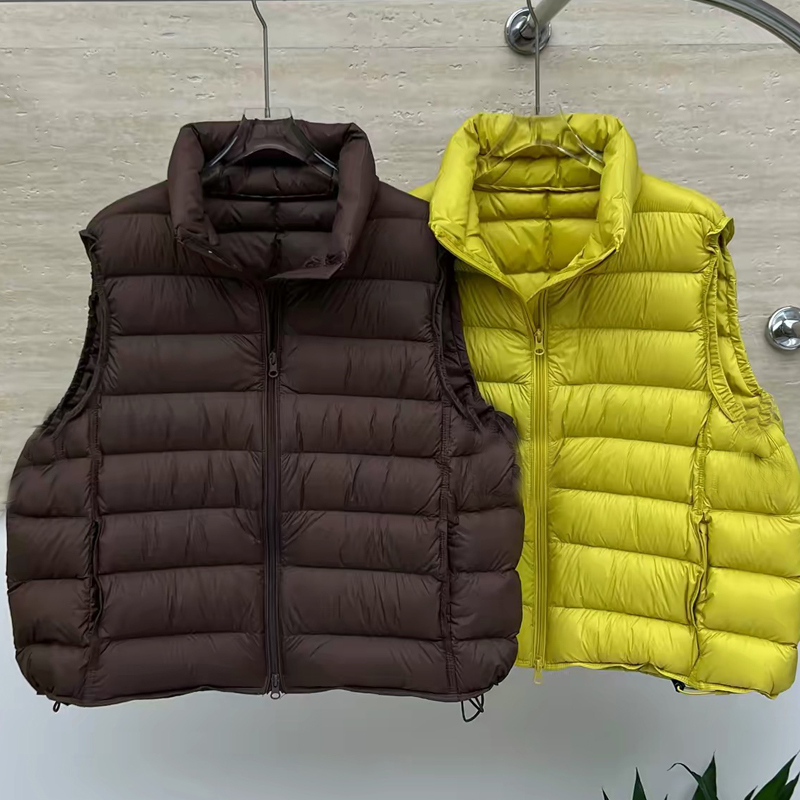 Korean Style Stand-Up Collar Lightweight down Cotton Vest for Women, New Autumn and Winter Drawstring Waist-Cinching Short Cotton Vest for Layering Korean Style Stand-Up Collar Lightweight down Cotton Vest for Women, New Autumn and Winter Drawstring Waist-Cinching Short Cotton Vest for Layering