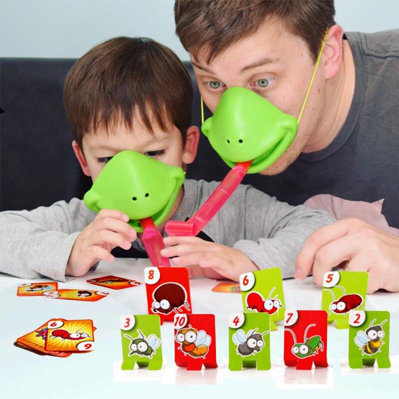 Mask funny greeting training blow roll activity telescopic tabletop game mask attention eating frog mouth sticking out tongue