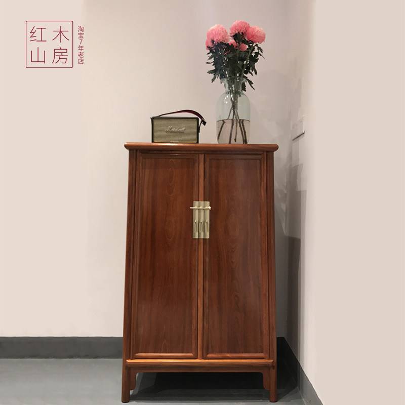 Iron-power hidden iron-power wood rounded corner cabinet Ming-style upright cabinet storage cabinet Classical Deposit Tea Cabinet Solid Wood Chinese Tea Cabinet