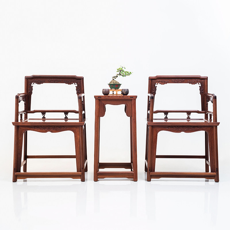 Tieli Tibetan Tieli wood rose chair Tieli wood furniture Ming-style living room three-piece set boudoir chair Wen chair solid wood