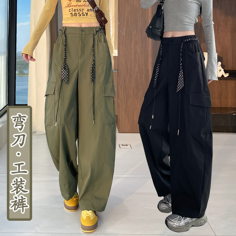American-Style Work Pants for Women 2026 Spring/Summer Thin Large Size High-Waisted Loose Slimming Sports Pants Casual Wide-Leg Scimitar Pants