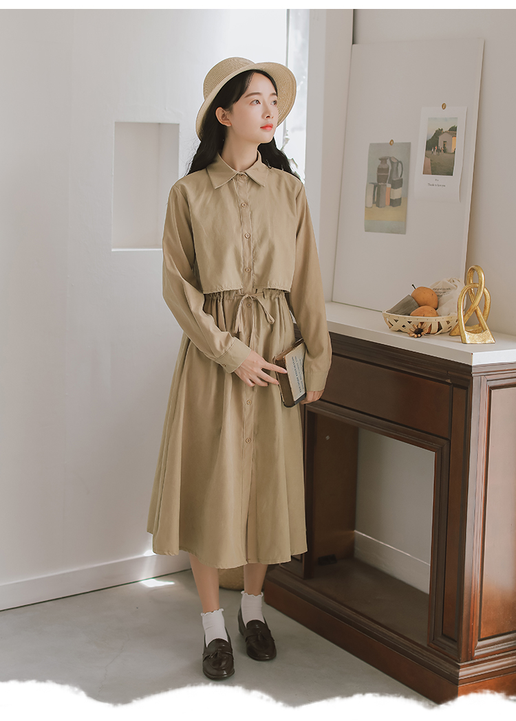 Chic đầu thu 2018 mới retro tình yêu đầu tiên váy gió nhẹ nhàng váy Han Fan váy sinh viên 	váy hack eo