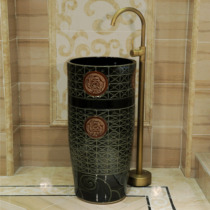 Column washbasin Jingdezhen integrated basin courtyard outdoor toilet wash basin antique ceramic column Basin