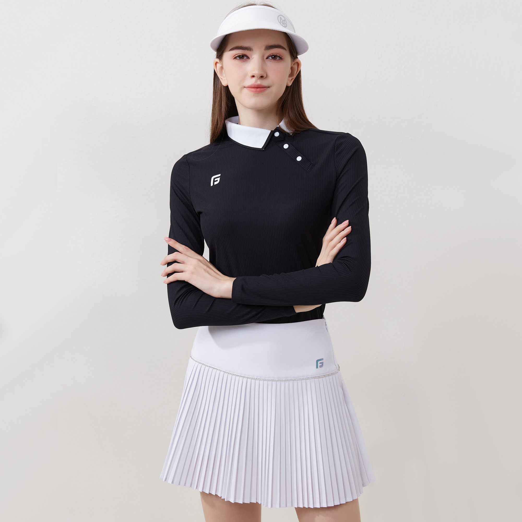 春と秋のゴルフレディーススーツテニス長袖レディーススカート服ポロシャツトップスゴルフウェア女性