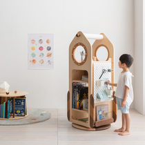 Upper shape child in the new rocket rotating bookshelf painting Axis frame hole board storage display stationery rotating bookcase