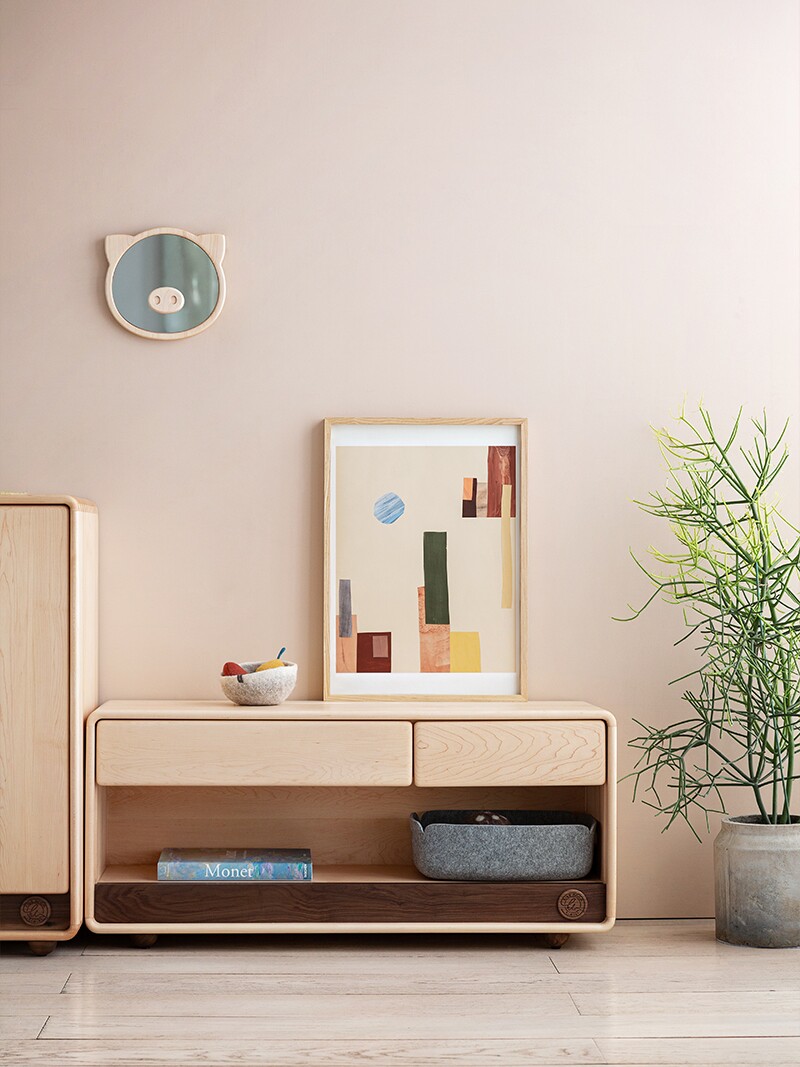 The upper shape of the child in the art series side cabinet New product All solid wood entrance TV cabinet Bed cabinet Multi-function low side cabinet