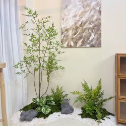 Loushujia Artificial Indoor Landscape Combination Fake Green Plants for Decorating under Stairs Micro Landscape Fake Plant Trees