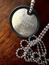 Original British Army letterpress identity tag stainless steel double round tag set of two long and short chain silencer ring