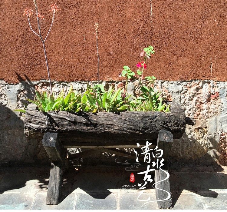 Anti-corrosion simple outdoor solid wood flower stand floor-to-ceiling balcony flower stand living room flower pot rack indoor