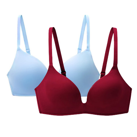 Wine Red + Sky Bluema'am Underwear Wireless  Bras Japan sexy Smooth surface No trace Gather together comfortable Frivolity paragraph Athletic Underwear
