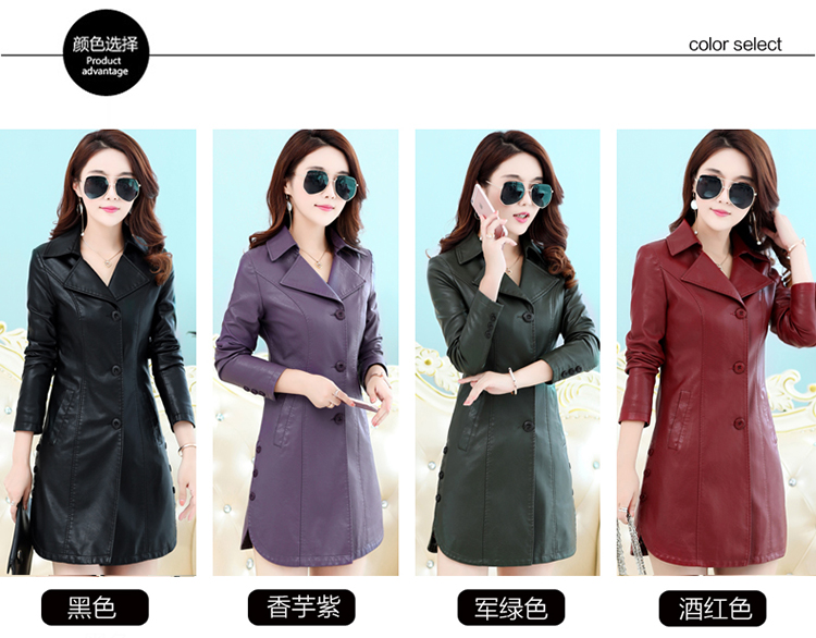 Mùa thu đông 2018 mới Áo khoác da nữ Hained dài phần Slim size lớn Áo khoác da cừu Hàn Quốc áo bomber da lộn