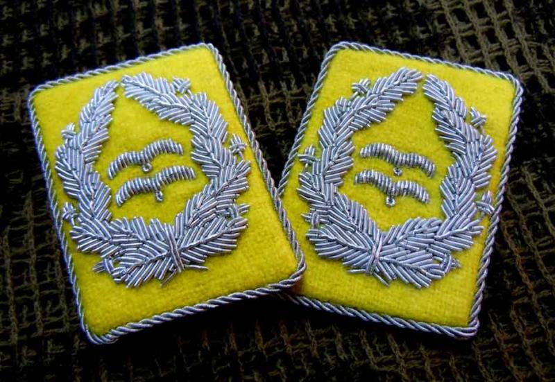 Original style Deutsche Defence King Air Force Lieutenant Colonel Metal Wire Embroidery Collar Indian Silk Embroidery Collar