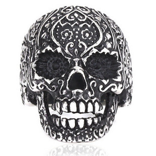 Titanium steel men's ring punk style skull ring Gabala skull does not fade ring