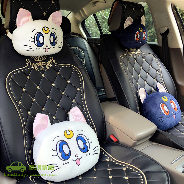 Car headrest Neck Pillow Cute Cartoon Car Leaning Pillow Waist Back Cushion Creative On-board Pillow All Season Universal-Taobao