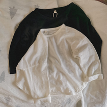 Good base shirt Korean children nostalgic washed bamboo cotton long sleeve T-shirt baby split wide top