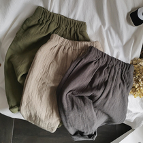 Wensen fabric soft Korean men and women linen casual pants baby loose and comfortable cotton hemp Haren pants