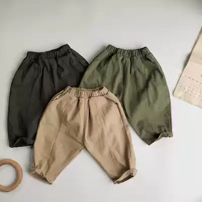 Dongdaemun custom literary tone male and female children Foreign style pressure line loose leisure lobe pants 2020 spring clothes