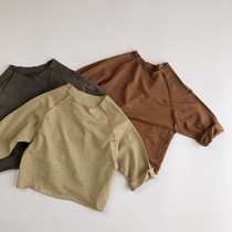 Art Fan accent Korean children bamboo cotton solid color long sleeve t-shirt shirt male and female children baby coat 2020 spring dress
