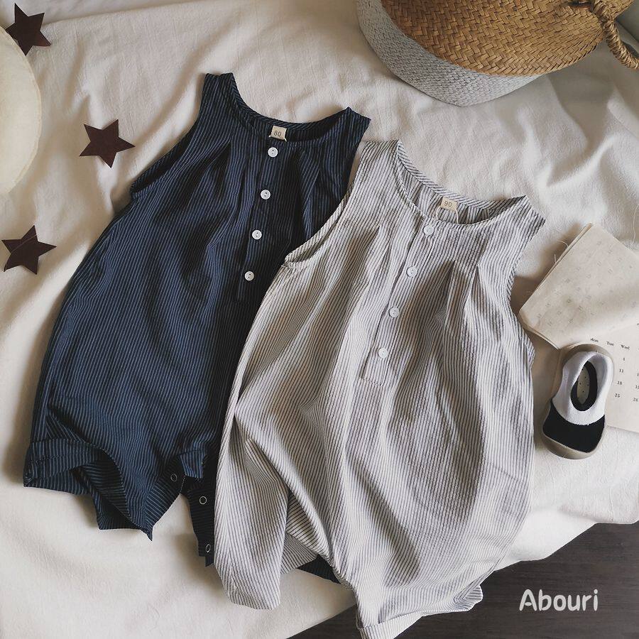 Thin cool and foreign style 2022 summer Korean children's sleeveless jumpsuit cotton boys and girls one-piece loose pants