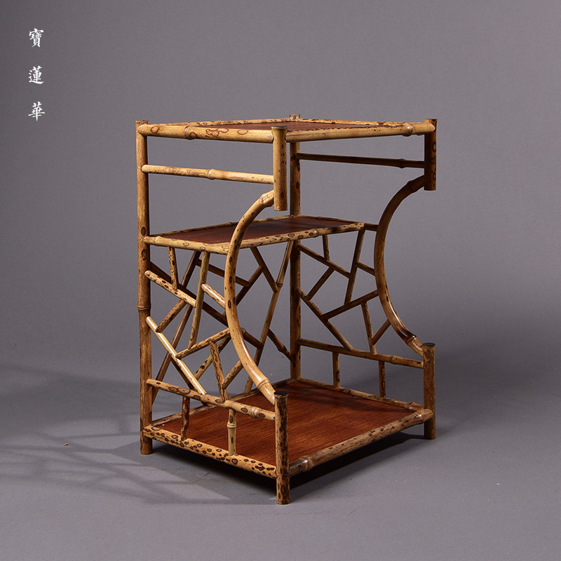 Clear Ice Cracks Three Dei Plum Deer Bamboo Tea Shed Bao Lian Huahua Hand Crafted Bamboo Tea Rack Tea Box Bogu Shelf Storage Layer Shelf