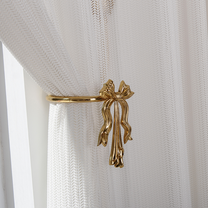 French-Style American Retro Brass Light Luxury Curtain Hooks Nordic Bedroom Living Room Model Room Decorative Wall Hooks