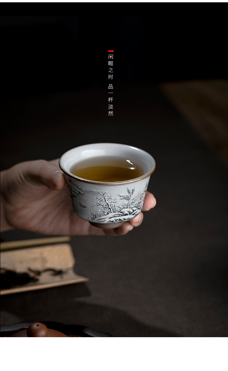 Your up jingdezhen ceramics slicing the manual master cup single CPU snow teacups hand - made personal kung fu master CPU