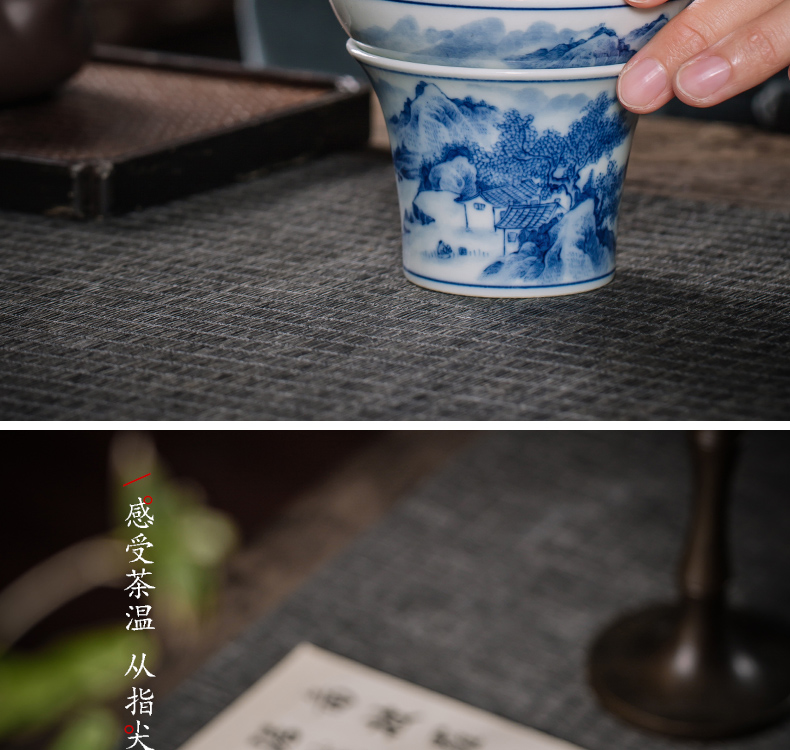 Owl up jingdezhen blue and white ceramic filter) maintain the tea set fire suit kung fu tea and heavy industry