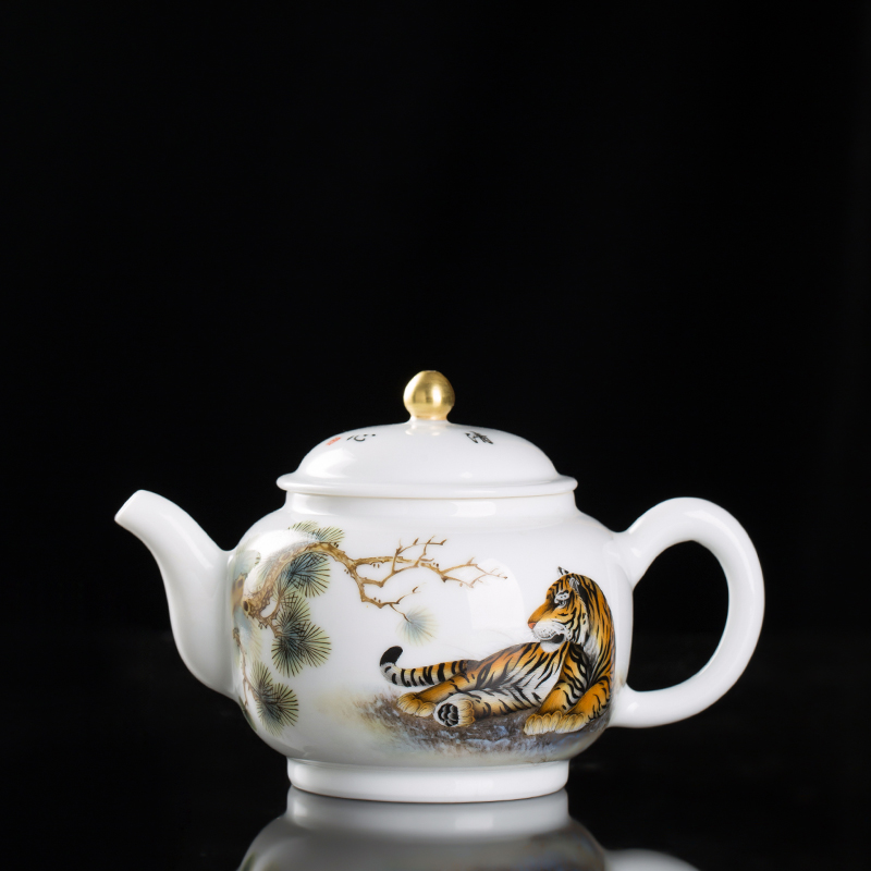 Jingdezhen ceramic hand - made tiger teapot manual teapot household move single pot of kung fu tea pot