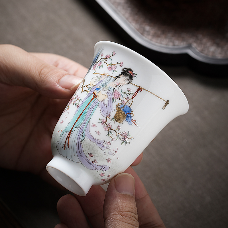 Manual thin foetus ceramic sample tea cup pastel heavy hand - made kung fu tea cups individual cup single cup of jingdezhen tea service