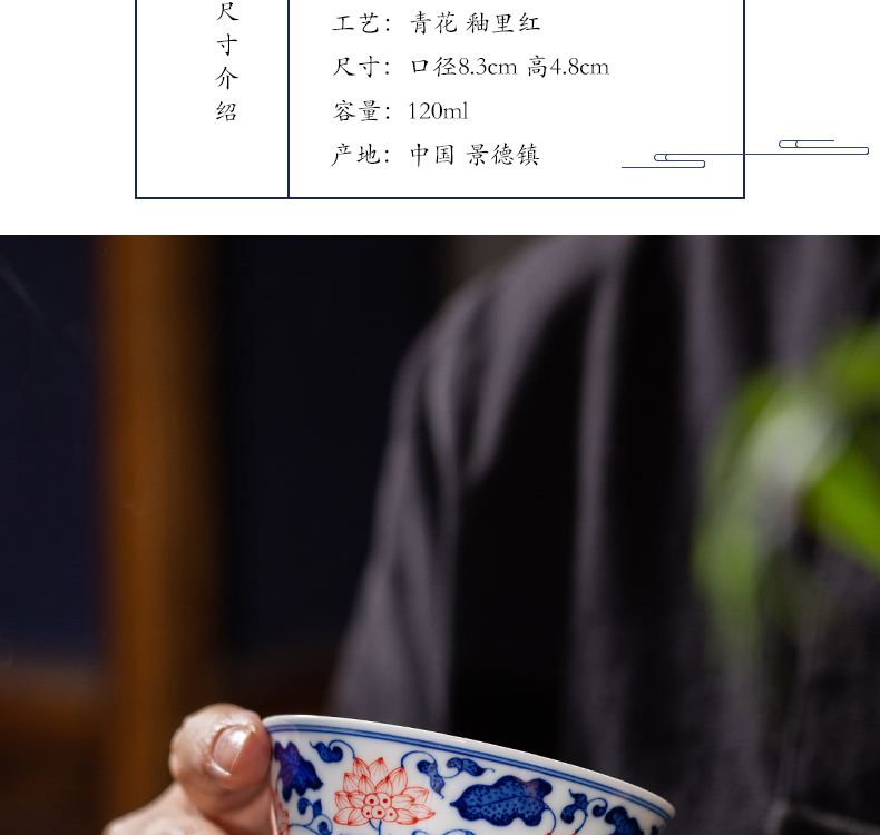 Owl up jingdezhen porcelain bound lotus flower painting of hand - made of kongfu master cup single cup tea classic design