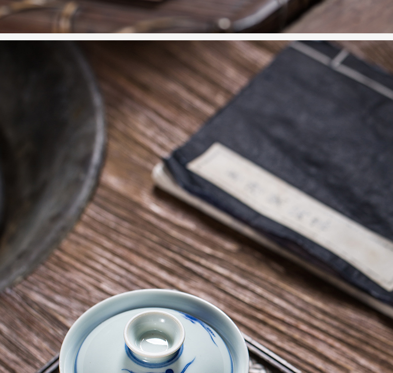 The Owl only tureen teacups hand - made up with jingdezhen blue and white two high - end antique checking ceramic tea bowl