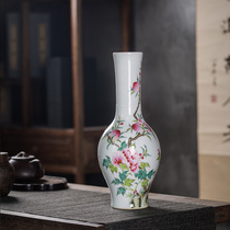Kiln Jingdezhen ceramic hand-painted vase antique porcelain insert vase Birthday Peach Peony Guanyin bottle Bogu shelf ornaments
