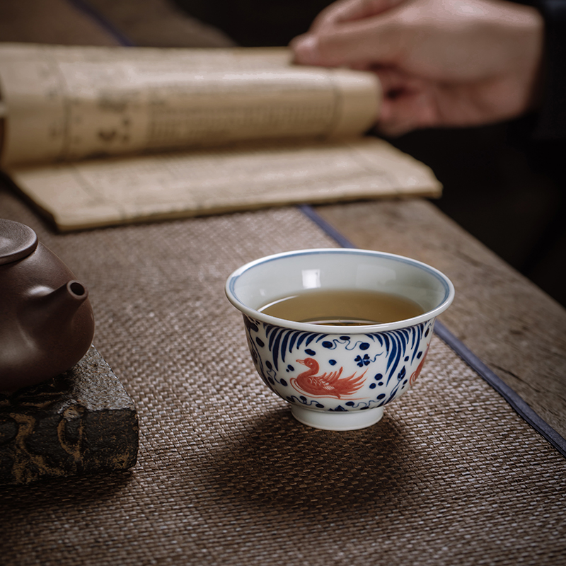 Owl up jingdezhen hand - made ceramic yongle blue and white hand cup master cup single CPU archaize youligong cup drawing