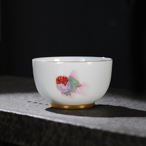 Kiln Jingdezhen tea set Kung Fu Tea Cup Jade clay ceramic hand-painted thin tire Tea Cup master cup tea single Cup