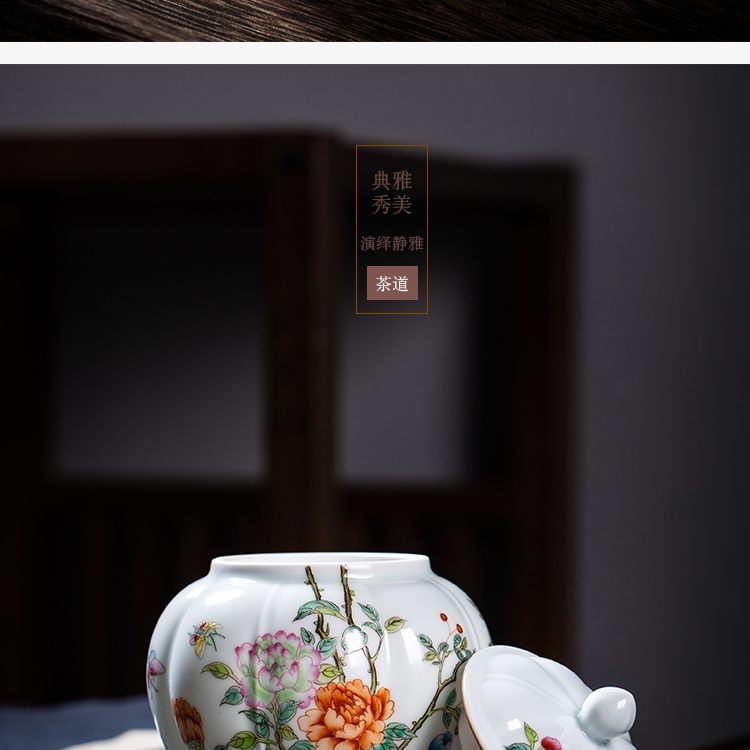 The Owl up with jingdezhen ceramic tea tea pot of green glaze painting of flowers and enamel jar sealed as cans small exquisite hand - made