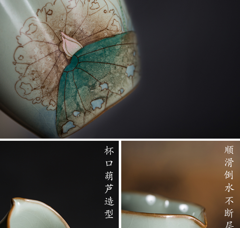 Owl up jingdezhen to open the slice your up glaze high - end tea set large portion checking ceramic fair cup and a cup of tea ware gourd