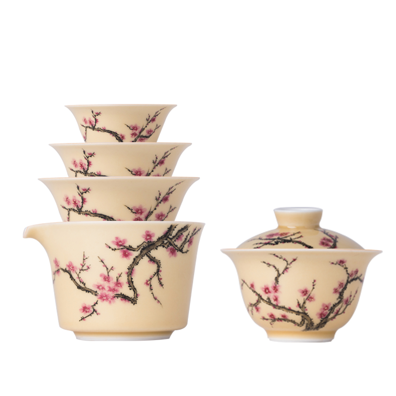 Travel jingdezhen ceramic tea set kung fu tea set is suing tea cups portable hand made enamel crack cup