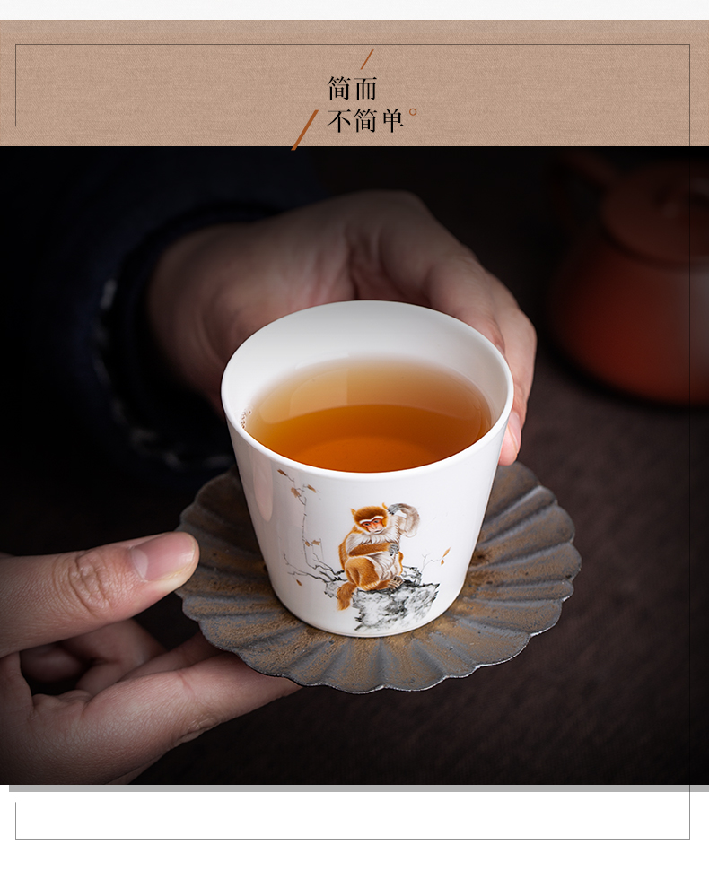 The Owl jingdezhen up market metrix are cup kung fu tea cups one cup tea ceramic hand - made pastel monkeys make tea cup