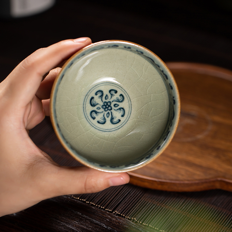 Open the slice owl up with porcelain clay glaze maintain tea archaize master kung fu tea cups cup yuanyang drawing lines
