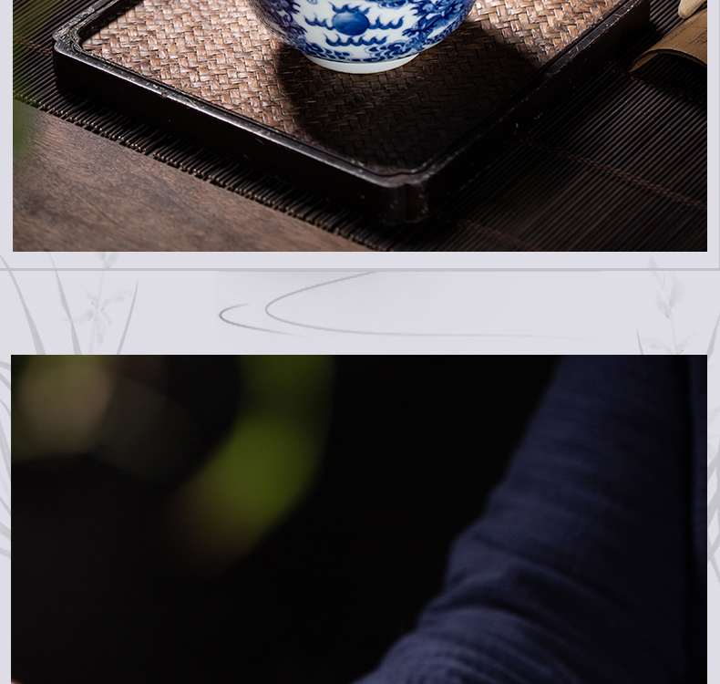 The Owl up jingdezhen maintain manual ceramic blue and white hand painting of wulong tea cup master kung fu tea cup